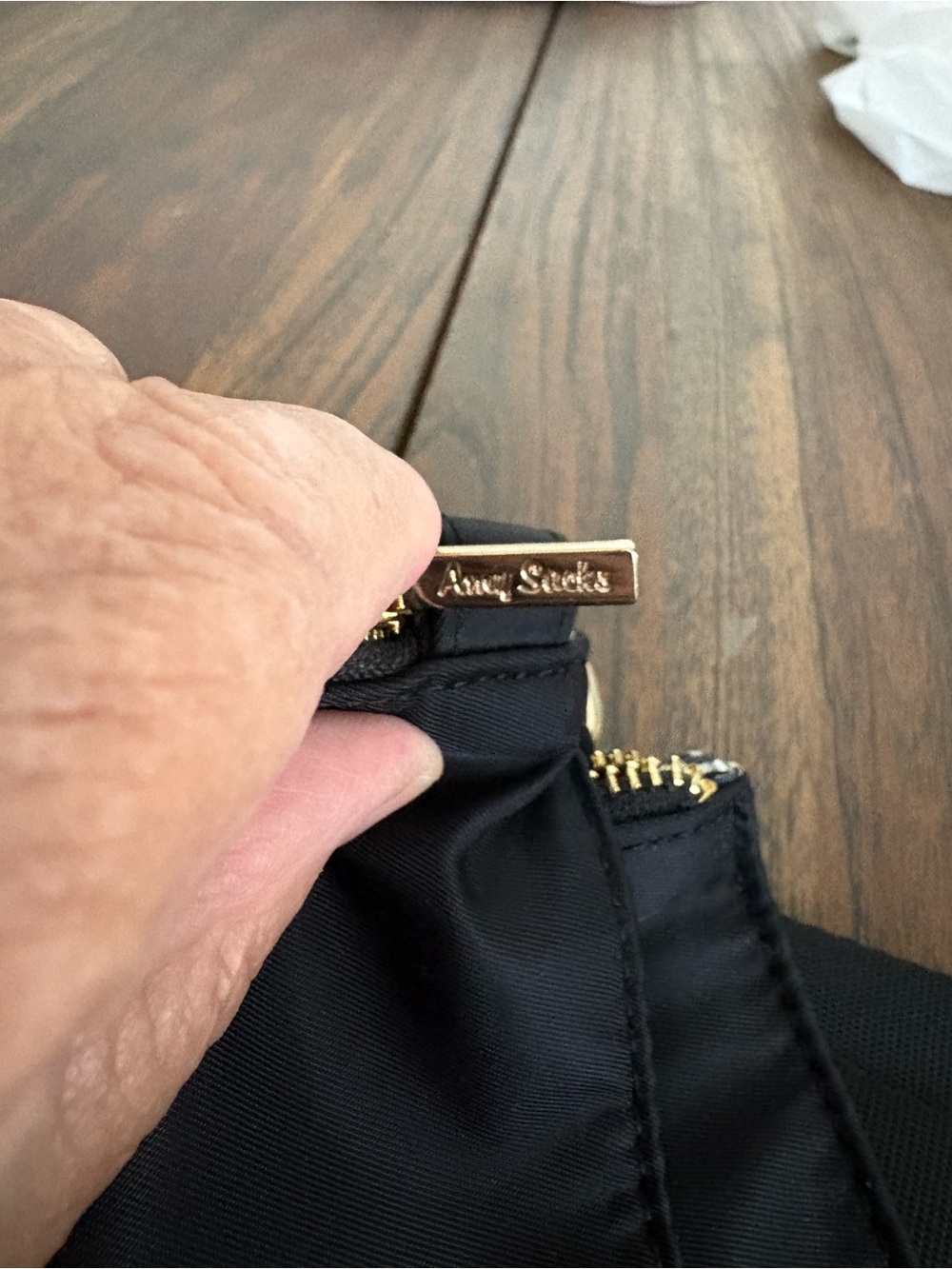 Amy Sacks Black Nylon Crossbody with Gold Hardware - Picture 9 of 15